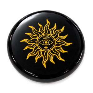Obsidian Black Sun Goddess Engraved Charging Disc 55mm